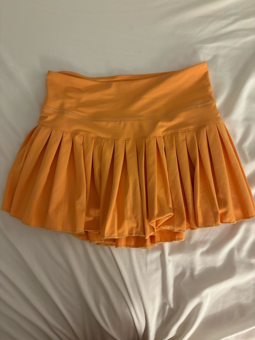 Orange Pleated Mini Skirt
